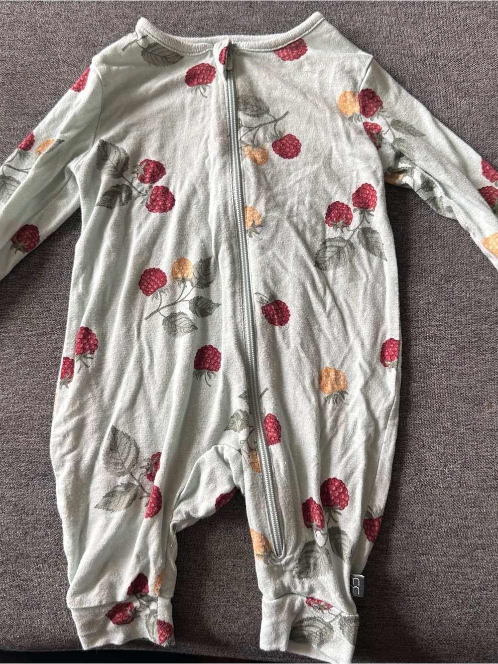 Kids Raspberry Print One-Piece Romper - Light Mint
